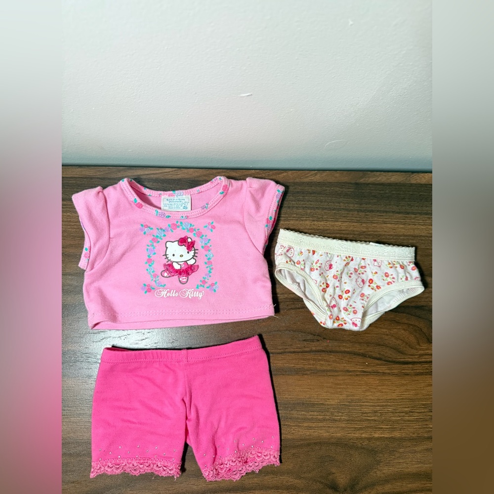 Build A Bear Hello Kitty Outfit Set Shirt Shorts 3 Pc